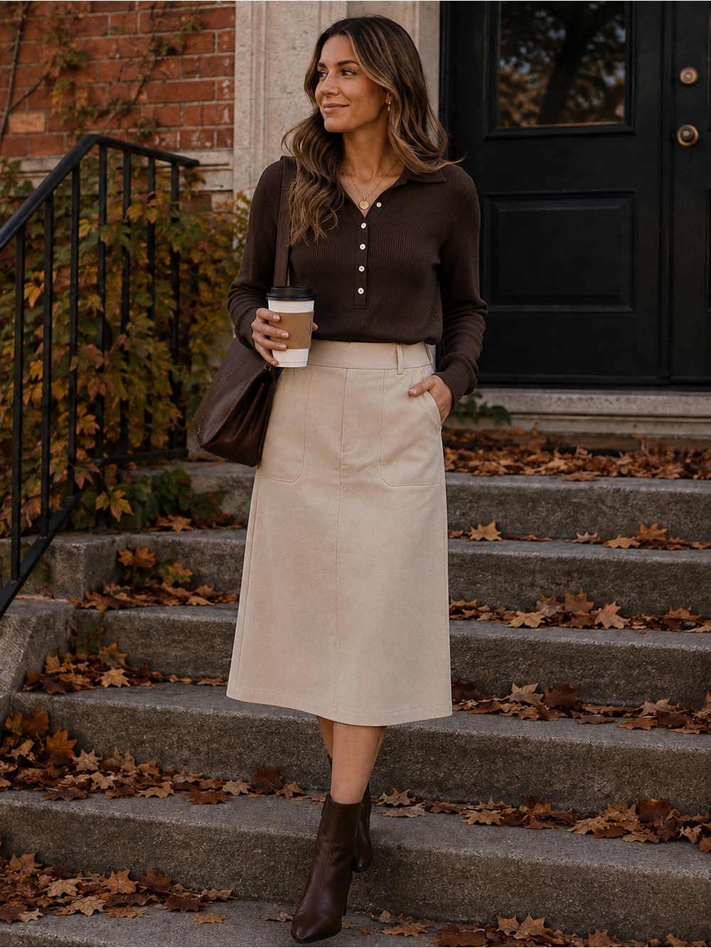 SPANNER Neutral A-Line Skirt | Size M